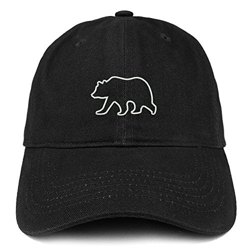 Trendy Apparel Shop Grizzly Bear Outline Embroidered Soft Cotton Dad Hat