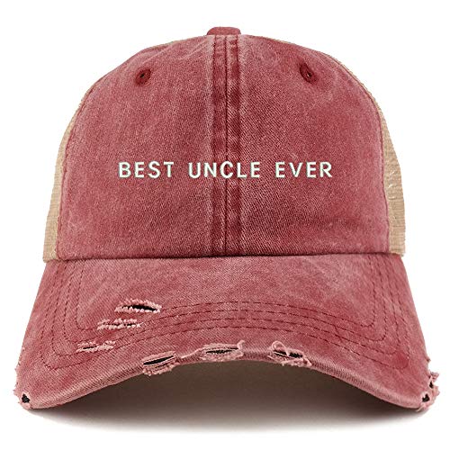 Trendy Apparel Shop Best Uncle Ever Washed Front Mesh Back Frayed Bill Cap