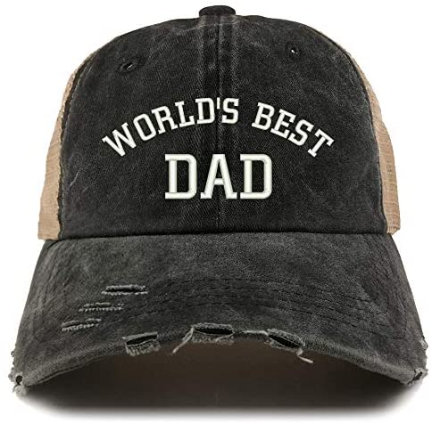 Trendy Apparel Shop World's Best Dad Washed Front Mesh Back Frayed Bill Cap