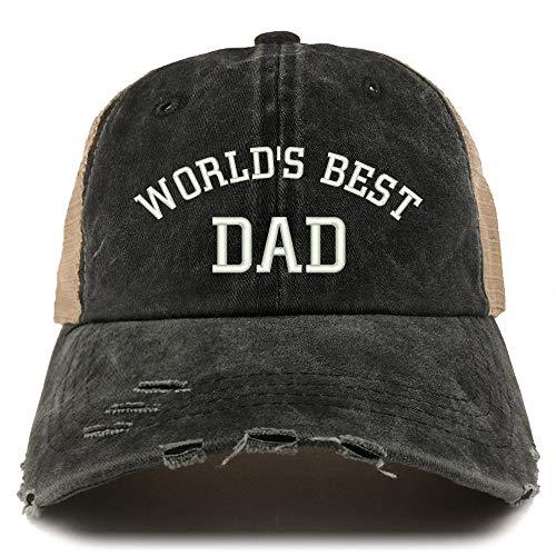 Trendy Apparel Shop World's Best Dad Washed Front Mesh Back Frayed Bill Cap