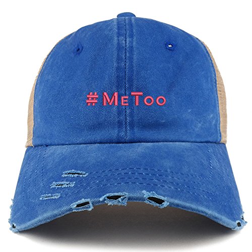 Trendy Apparel Shop MeToo Movement Hot Pink Embroidered Frayed Bill Trucker Mesh Cap