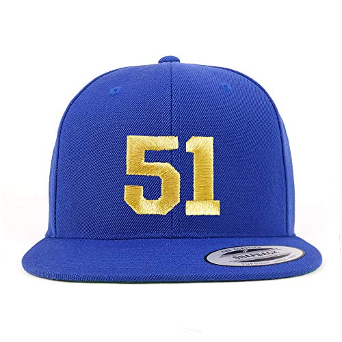 Trendy Apparel Shop Number 51 Gold Thread Flat Bill Snapback Baseball Cap