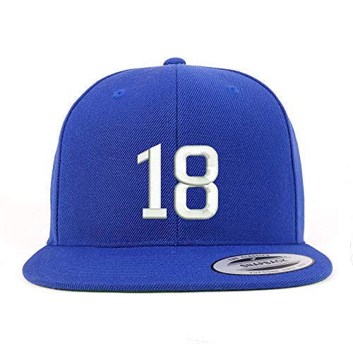 Trendy Apparel Shop Number 18 Embroidered Snapback Flatbill Baseball Cap