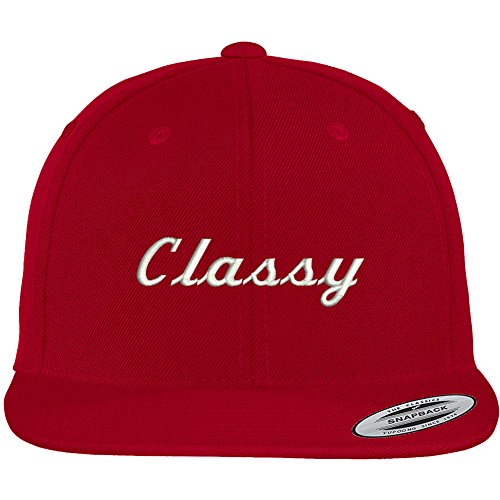 Trendy Apparel Shop Classy Embroidered Flat Brim Classic Snapback Cap