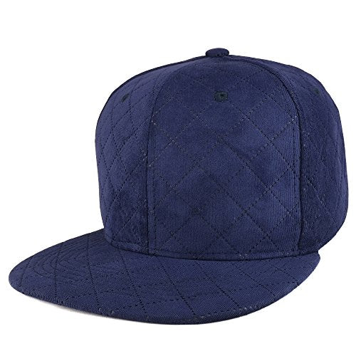 Trendy Apparel Shop Plain Quilted 100% Soft Cotton Structured Flat Bill Snapback Cap