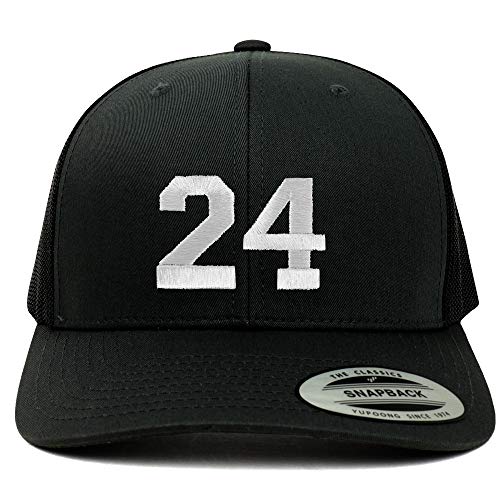 Trendy Apparel Shop Number 24 White Thread Embroidered Retro Trucker Mesh Cap