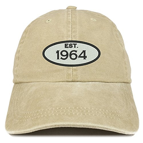 Trendy Apparel Shop Established 1964 Embroidered 57th Birthday Gift Pigment Dyed Washed Cotton Cap