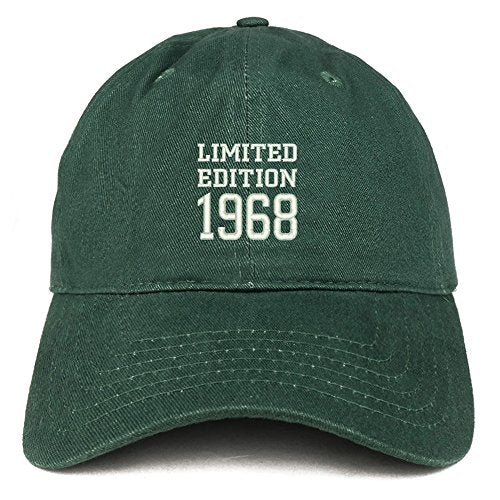 Trendy Apparel Shop Limited Edition 1968 Embroidered Birthday Gift Brushed Cotton Cap