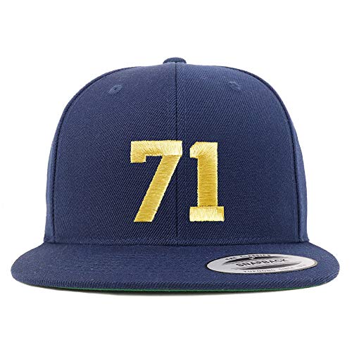 Trendy Apparel Shop Number 71 Gold Thread Flat Bill Snapback Baseball Cap