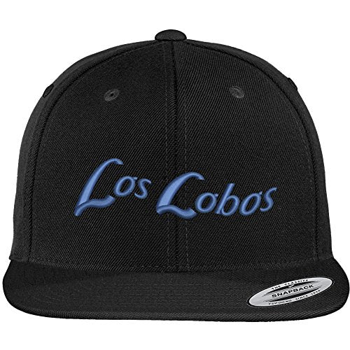 Trendy Apparel Shop Los Lobos Text Embroidered Flat Bill Snapback Baseball Cap