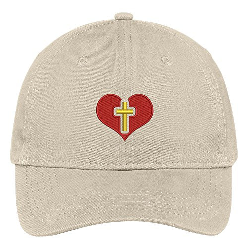 Trendy Apparel Shop Christian Heart Embroidered Soft Crown 100% Brushed Cotton Cap