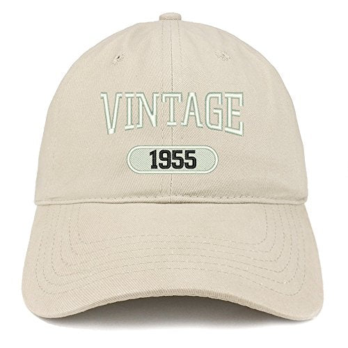 Trendy Apparel Shop Vintage 1955 Embroidered 66th Birthday Relaxed Fitting Cotton Cap