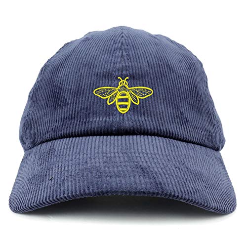 Trendy Apparel Shop Bee Embroidered Cotton Corduroy Unstructured Baseball Cap