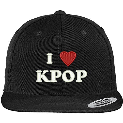 Trendy Apparel Shop I Love K Pop Embroidered Flat Bill Snapback Baseball Cap