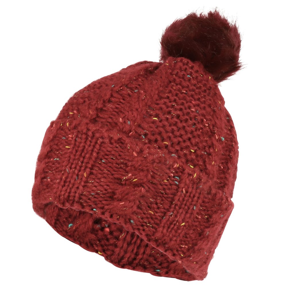 Trendy Apparel Shop Speck Color Knit Cuff Beanie With Fur Pom Pom