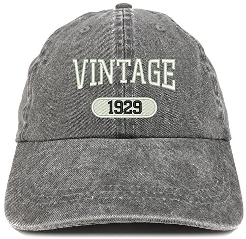 Trendy Apparel Shop Vintage 1929 Embroidered 92nd Birthday Soft Crown Washed Cotton Cap