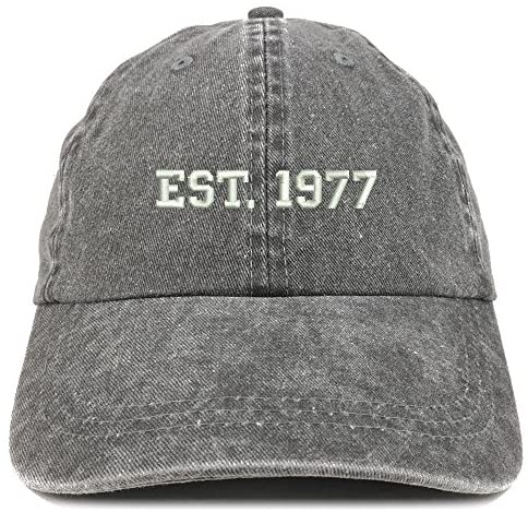 Trendy Apparel Shop EST 1977 Embroidered - 44th Birthday Gift Pigment Dyed Washed Cap