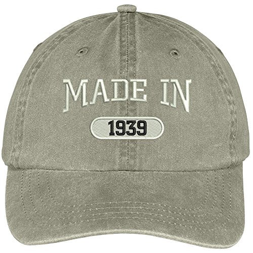 Trendy Apparel Shop 80th Birthday - Made in 1939 Embroidered Low Profile Washed Cotton Baseball Cap