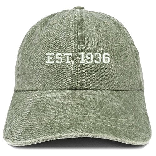 Trendy Apparel Shop EST 1936 Embroidered - 85th Birthday Gift Pigment Dyed Washed Cap