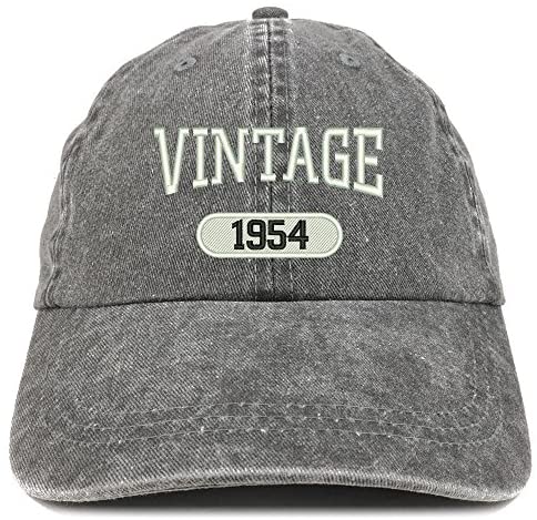 Trendy Apparel Shop Vintage 1954 Embroidered 67th Birthday Soft Crown Washed Cotton Cap