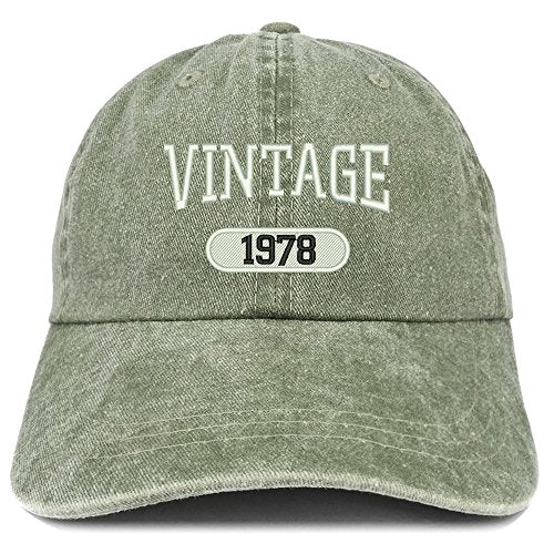 Trendy Apparel Shop Vintage 1977 Embroidered 43rd Birthday Soft Crown Washed Cotton Cap