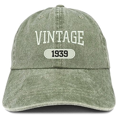 Trendy Apparel Shop Vintage 1939 Embroidered 82nd Birthday Soft Crown Washed Cotton Cap