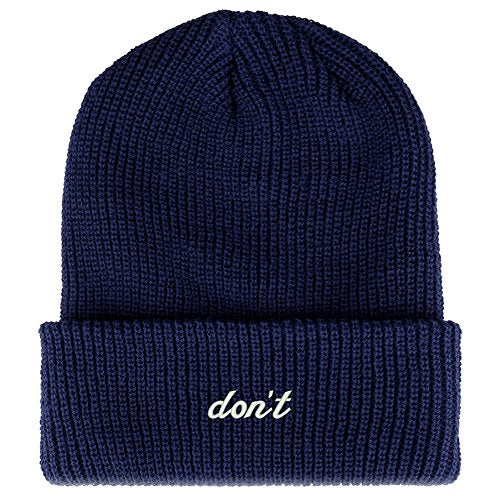 Trendy Apparel Shop Don't Embroidered Ribbed Cuffed Knit Beanie