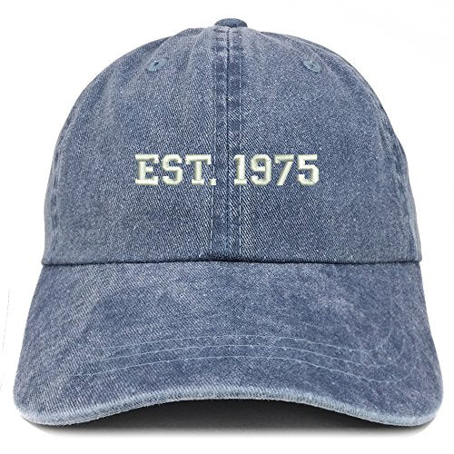 Trendy Apparel Shop EST 1975 Embroidered - 46th Birthday Gift Pigment Dyed Washed Cap