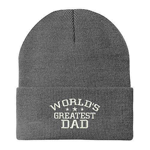 Trendy Apparel Shop World's Greatest Dad Embroidered Winter Long Cuff Beanie