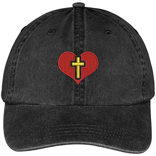 Trendy Apparel Shop Christian Heart Embroidered Soft Crown 100% Brushed Cotton Cap