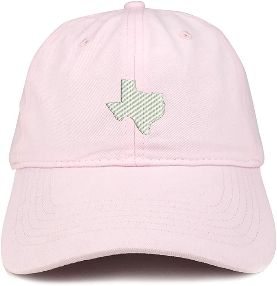 Trendy Apparel Shop Texas State Map Embroidered Low Profile Soft Cotton Brushed Baseball Cap