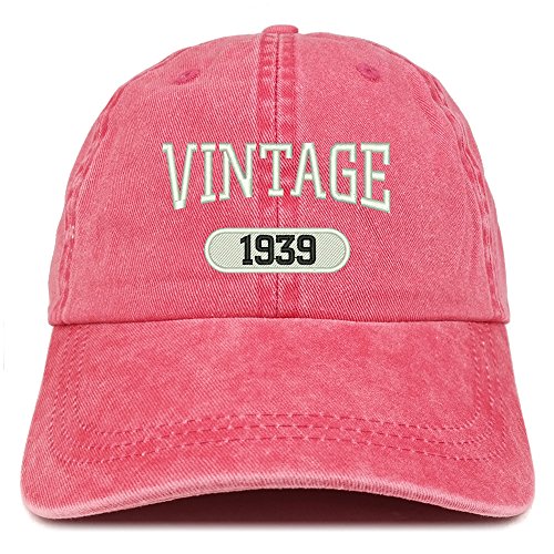 Trendy Apparel Shop Vintage 1939 Embroidered 82nd Birthday Soft Crown Washed Cotton Cap