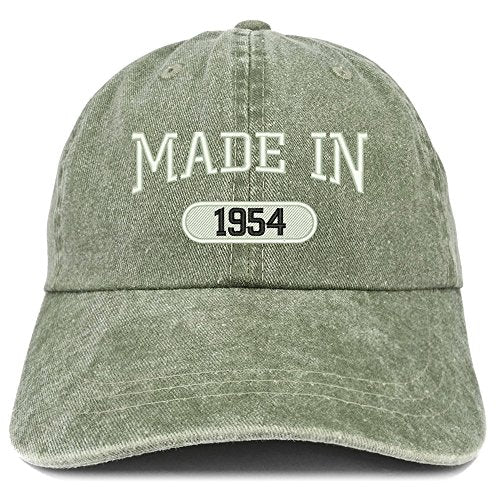 Trendy Apparel Shop Made in 1954 Embroidered 67th Birthday Washed Baseball Cap