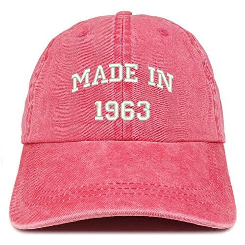 Trendy Apparel Shop Made in 1963 Text Embroidered 58th Birthday Washed Cap