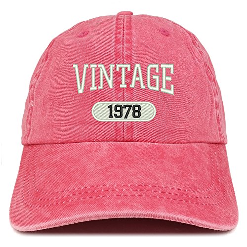 Trendy Apparel Shop Vintage 1977 Embroidered 43rd Birthday Soft Crown Washed Cotton Cap