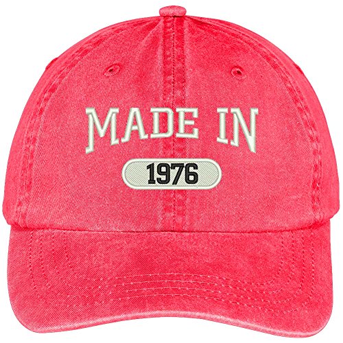 Trendy Apparel Shop 43rd Birthday - Made in 1976 Embroidered Low Profile Washed Cotton Baseball Cap