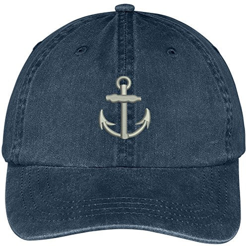 Trendy Apparel Shop Large Anchor Embroidered Soft Crown 100% Brushed Cotton Cap