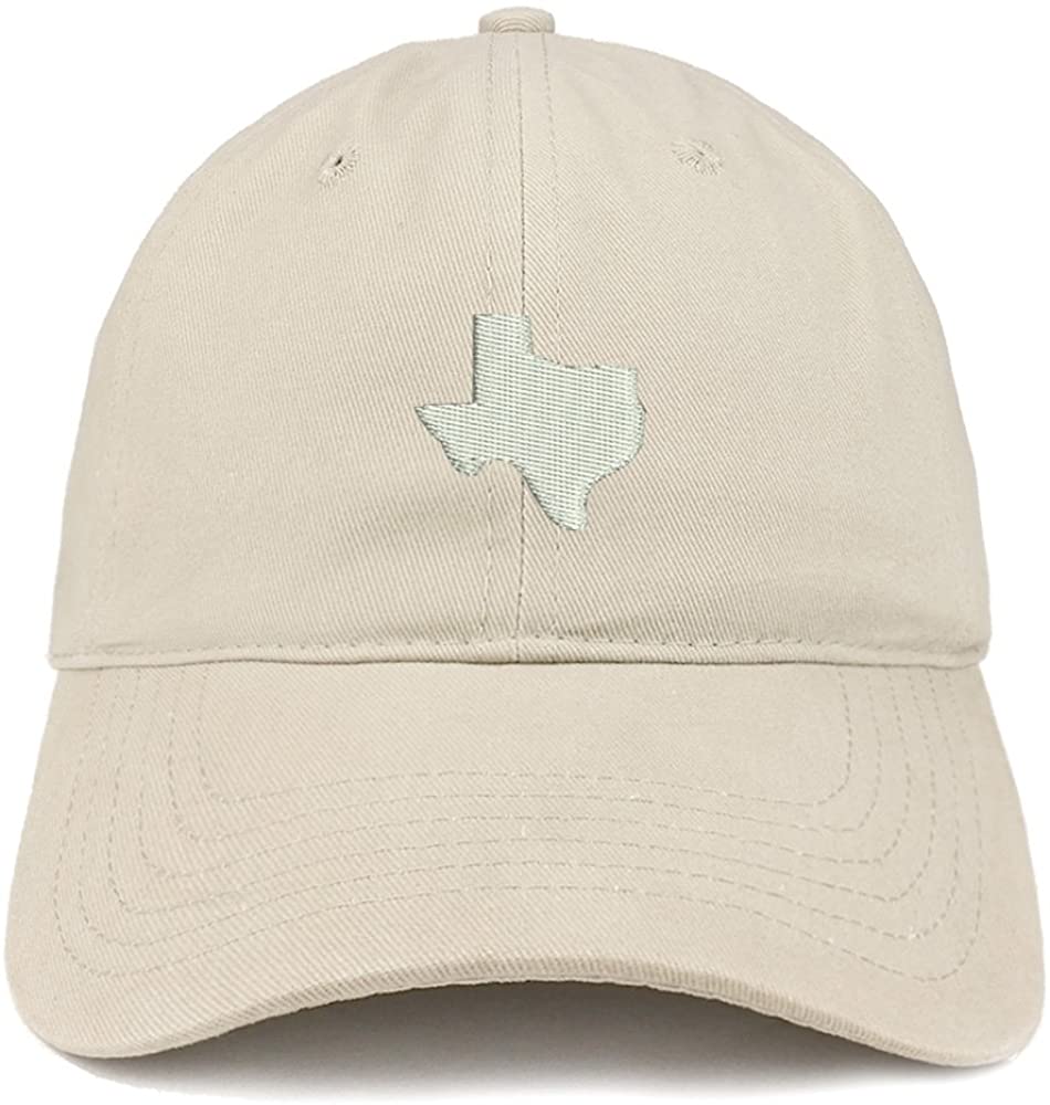 Trendy Apparel Shop Texas State Map Embroidered Low Profile Soft Cotton Brushed Baseball Cap