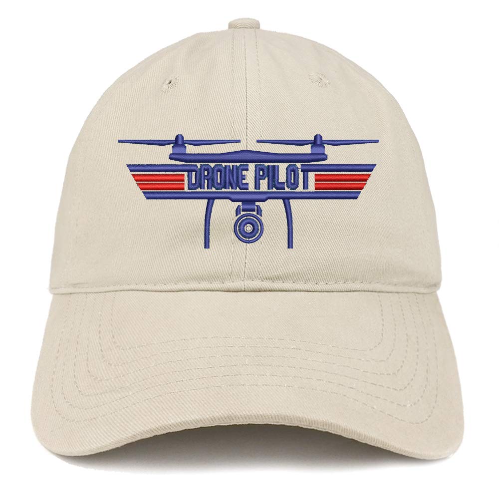 Trendy Apparel Shop Drone Top Gun Pilot Embroidered Soft Crown 100% Brushed Cotton Cap