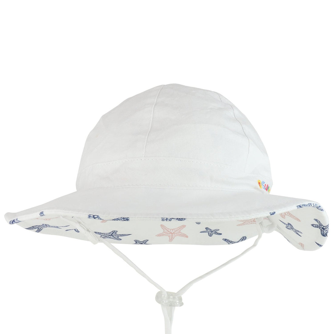 Trendy Apparel Shop Infant Baby Girl's Reversible Starfish UPF Sun Floppy Cotton Hat