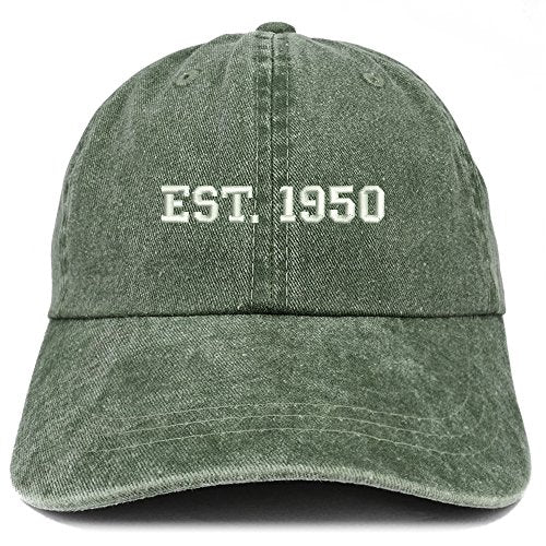 Trendy Apparel Shop EST 1950 Embroidered - 71st Birthday Gift Pigment Dyed Washed Cap