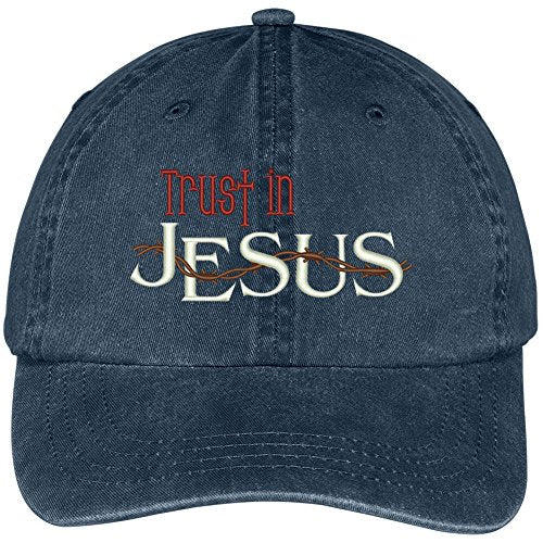 Trendy Apparel Shop Trust in Jesus Embroidered Cotton Washed Baseball Cap