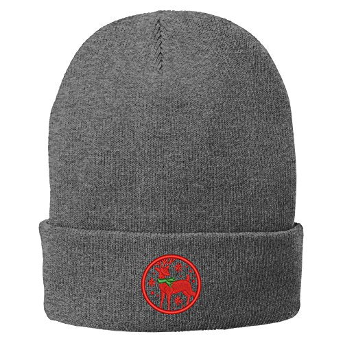 Trendy Apparel Shop X-Mas Reindeer Embroidered Winter Knitted Long Beanie