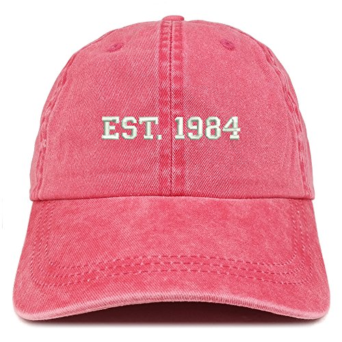 Trendy Apparel Shop EST 1984 Embroidered - 37th Birthday Gift Pigment Dyed Washed Cap