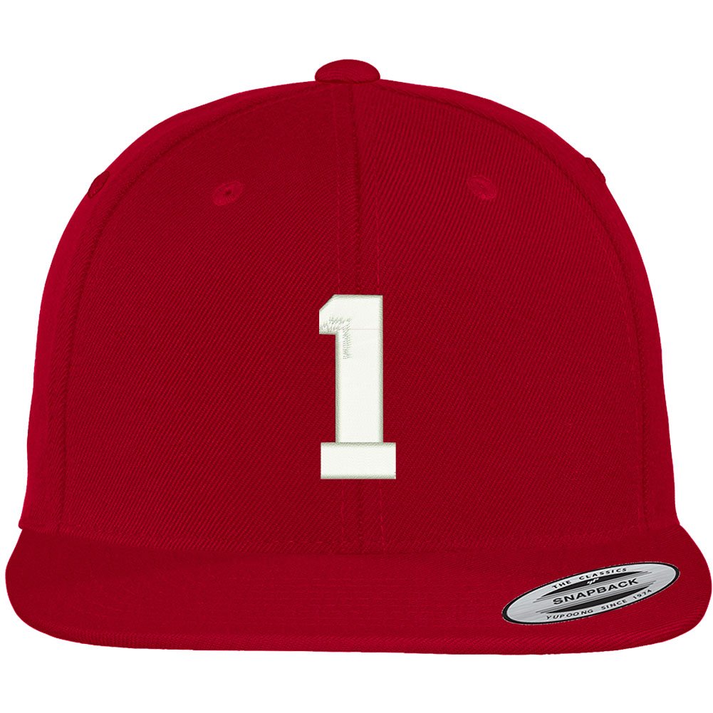 Trendy Apparel Shop Number 1 Collegiate Varsity Font Embroidered Flat Bill Snapback Cap