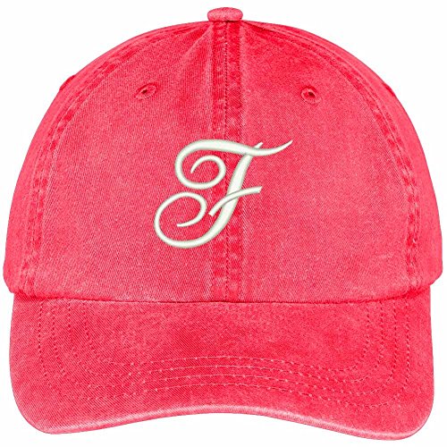 Trendy Apparel Shop Letter F Script Monogram Font Embroidered Washed Cotton Cap