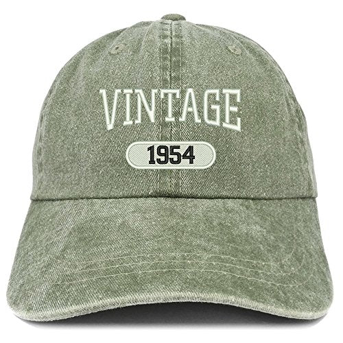 Trendy Apparel Shop Vintage 1954 Embroidered 67th Birthday Soft Crown Washed Cotton Cap