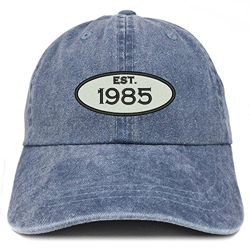 Trendy Apparel Shop Established 1985 Embroidered 36th Birthday Gift Pigment Dyed Washed Cotton Cap