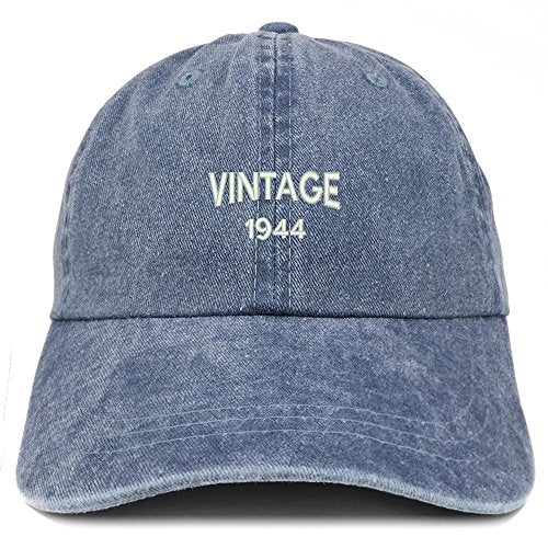 Trendy Apparel Shop Small Vintage 1944 Embroidered 77th Birthday Washed Pigment Dyed Cap