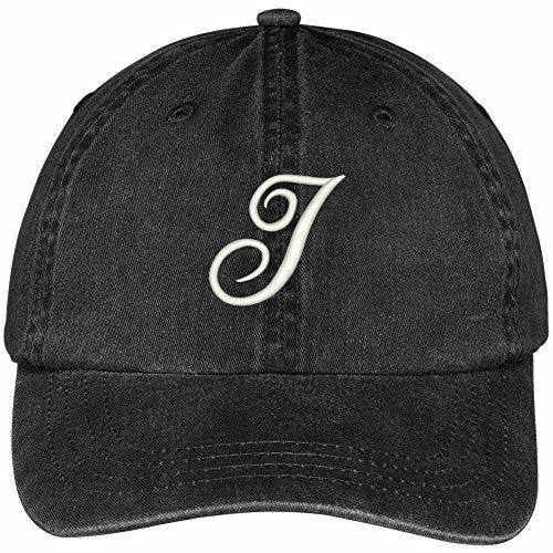 Trendy Apparel Shop Letter I Script Monogram Font Embroidered Washed Cotton Cap